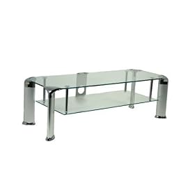 Elonex LNX-GT13C - Glass Stand For Plasma & LCD TV Up To 50" - Clear Glass & Silver Legs