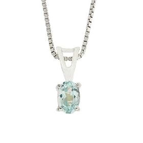 Sterling Silver Prong Set Genuine Blue Topaz Small Oval Pendant by SilverSpeck.com