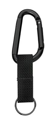 Click here to buy Black Jumbo 80mm Carabiner With Web Strap Key Ring.