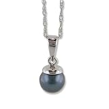 6mm Japanese Akoya Black Pearl Pendant in 14k White Gold