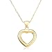10k Yellow Gold Open Heart Pendant, 18"