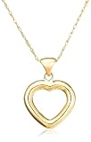 10k Yellow Gold Open Heart Pendant, 18"