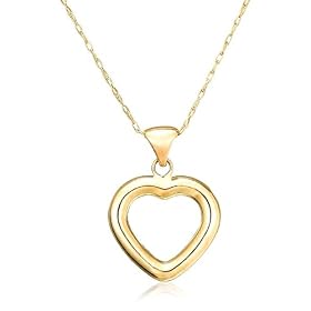10k Yellow Gold Open Heart Pendant, 18