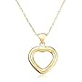 10k Yellow Gold Open Heart Pendant, 18"