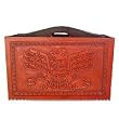 Cedar and leather magazine rack, 'Nobility'