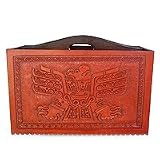 Cedar and leather magazine rack, 'Nobility'