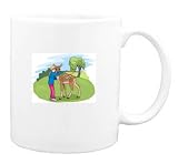 Mug with human, body, fawn, individuals, individual, persons, deer, hugging, humans, girl, people, pet, person