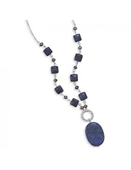 MMA Silver - 16 inch+2 inch Extension Necklace with Lapis and Grey Cultured Freshwater Pearl