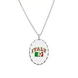 Necklace Oval Charm Italy Italian Soccer Grunge - Italian Flag