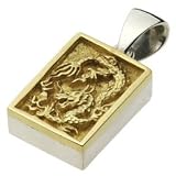 【シルバーアクセサリー ペンダント・ネックレス】 麻雀 牌 ドラゴン 金龍 イーソウ 一索 メンズ cenote-p0229 麻雀
