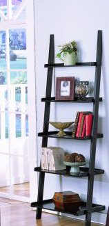 5 Tier Black Ladder Bookshelf