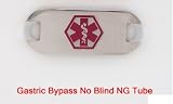 Medical Alert Stainless ID TAG for Bracelet~GASTRIC BYPASS