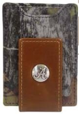 Mossy Oak Camo Leather Money Clip with Emblem