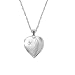 Sterling Silver Diamond Accent Heart Locket Pendant with Hand Engraving, 18"