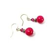 Rose Fossil Stone Earrings with Swarovski Crystal and Sterling Silver Earwires