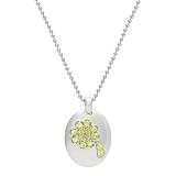 Sterling Silver Peridot Clover Pendant With Bead Chain 16 Extra Length 1