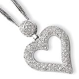 Sterling Silver Three Strand CZ Heart Necklace QG2116-16