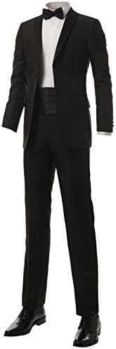 IDARBI Mens Modern-Fit Two-Piece Double Vented Black Tuxedo Suit