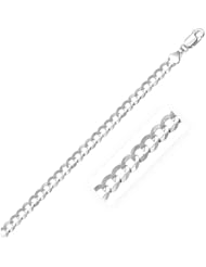 4.2mm 14K White Gold Solid Curb Bracelet