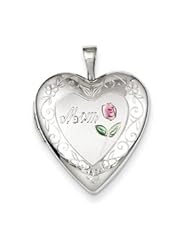 Genuine IceCarats Designer Jewelry Gift Sterling Silver 20Mm D/C & Enameled Mom Heart Locket