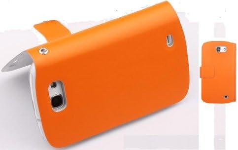 New Ultra-thin Card Slot Side Genuine Flip Real Leather Case Cover for Samsung Galaxy Express i437 i8730 (Orange)