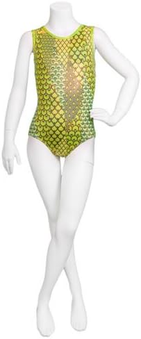 Child Large Lime Mermaid Strap Tank Leotard and Schrunchie