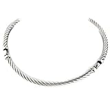 Sterling Silver Twisted Cable Necklace w/ 2 Small Oval Links 16