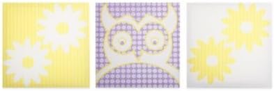 Modern Littles Owl Flowers Canvas Print (Set of 3)