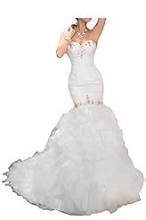Strapless Mermaid Natural   Waistline Crystal Lace-Up Organza/Satin  Dress