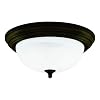 Westinghouse 64290 11-Inch One-Light Flush Mount Fixture, Oil Rubbed Bronze with Frosted White Alabaster Globe