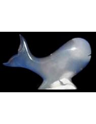 Decorative Stone Whale Sculpture, Carved Onyx Whale Figurine Gifts - Blue