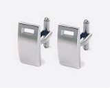 Arcing Rectangle Cufflinks in Stainless Steel with Cutouts