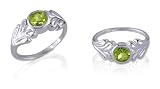 Round Cut Peridot Ring Sterling SIlver