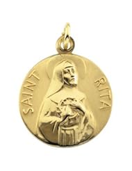14K Yellow Gold 18.00 mm St. Rita Medal