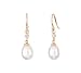 10k Yellow Gold Oval Freshwater Cultured Pearl Diamond Accent Dangle Earrings
