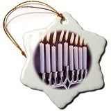 Hanukkah Candles - 3 Inch Snowflake Porcelain Ornament