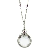 Pewter-tone Blu Prpl Crystal Magnifying Glass 30 In Necklace