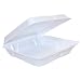 Dart 80HT1 8 Inch Length by 7.5 Inch Width by 2.3 Inch Height White Foam Hinged Lid Container 100-Pack (Case of 2)