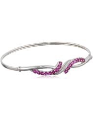 Sterling Silver Gemstone and Cubic-Zirconia Bangle Bracelet