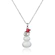 Sterling Silver Cubic Zirconia Snowman Pendant by Cheline, 18