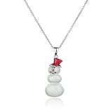 Sterling Silver Cubic Zirconia Snowman Pendant by Cheline, 18