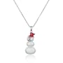 Sterling Silver Cubic Zirconia Snowman Pendant by Cheline, 18"