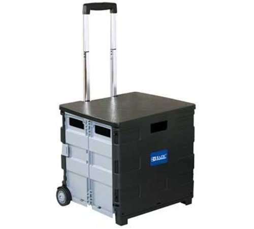 Bazic Folding Cart on Wheels with Lid Cover, 16x18x15 Inches, Case of 3 (3199-3)