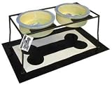 Double Straight Luxury Pet Food Bowl Stand : Size LARGE 15 INCHES TALL