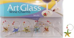 Buy Art Glass Wine Charms Assorted StarfishTheme by LS Arts