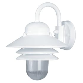 Adjusta-Post Nautical One-Light Outdoor Downward Wall Sconce, White with Clear Prismatic Acrylic Cylinder #S75VC-WH