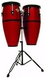 CP 9 & 10 Red Fiberglass Conga Set with Stand