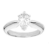 1Ct. 14K. White Gold Certified Pear Shape Diamond Solitaire Engagement Ring