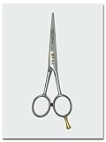 DOVO 'Micro-Motion' 4 1/2 Hairdressing shear, hollow ground, serrated blades, gold screw, with removeable finger rest
