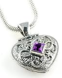 Anatoli Amethyst Heart Locket Necklace